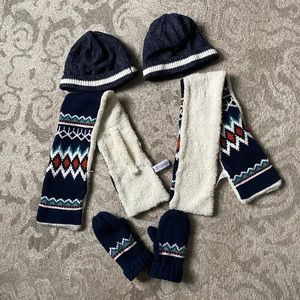 Janie and Jack 2 hats, 2 scarves and 1 pair of mittens